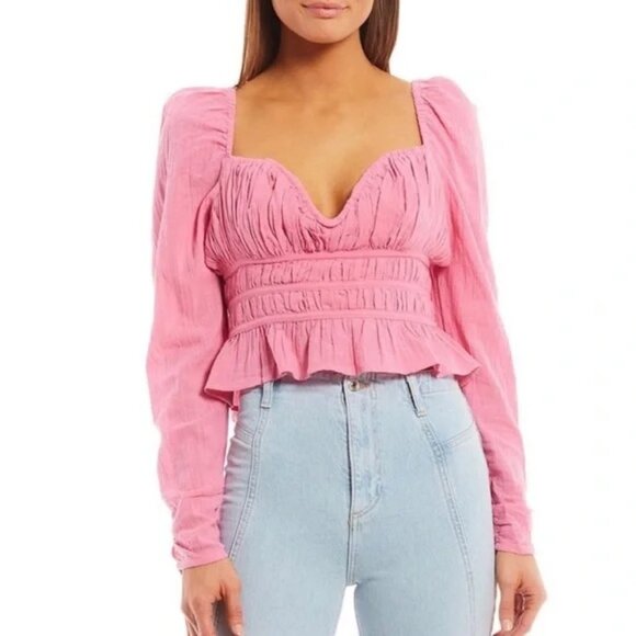 Free People‎ Chloe Sweetheart Neck Cropped Top – Size M – NWT w/ Flaw